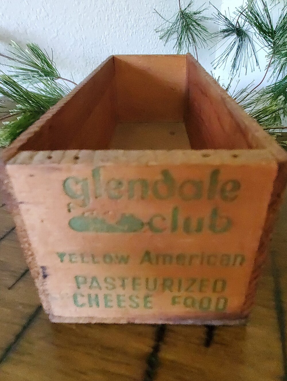 Vintage Glendale Club Wooden Cheese Box Rustic Farmhouse Decor Pauly Wisconsin - Picture 5 of 10
